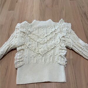 Zara Cream Cowl Neck Cable Knit Sweater
